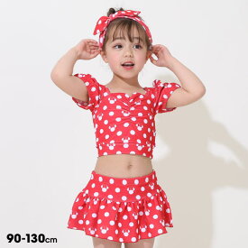 4/12NEW ディズニー セパレート 水着 9445K ベビードール BABYDOLL ベビー キッズ 女の子 DISNEY★Collection トップス パンツ ヘアバンド 3点セット ミニー