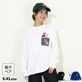 NEW 親子お揃い ディズニー デニムポケット ロンT 9688A ベビードール BABYDOLL 大人 ユニセックス 男女兼用 レディース メンズ ミッキー ミニー ドナルド