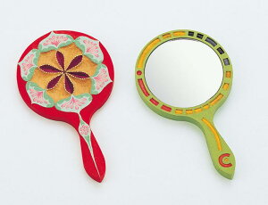 姫鏡 30587 木彫 コンパクトミラー 手鏡 木製 おしゃれ 鏡 木彫り 木工 彫刻 木彫 アート クラフト 手作りハンドメイド 工作 DIY 美術用品 美術材料