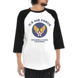 【11%OFFセール】エアフォース AIR FORCE Tシャツ U.S AIR FORCE BASE ラグラン 七分 七分袖 3/4 メンズ レディース ティーシャツ US エアーフォース ミリタリー アメリカ USA ベース アメカジ 大きいサイズ S M L XL JUST ジャスト