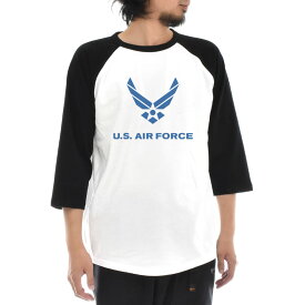 【11%OFFセール】エアフォース AIR FORCE Tシャツ U.S AIR FORCE ロゴ マーク ラグラン 七分 七分袖 3/4 メンズ レディース ティーシャツ US エアーフォース ミリタリー アメリカ USA アメカジ 大きいサイズ S M L XL JUST ジャスト