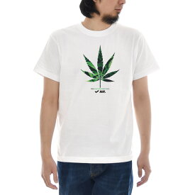 大麻 Tシャツ CANNABIS LEAF ジャスト 半袖Tシャツ メンズ レディース 大きいサイズ おしゃれ ティーシャツ 麻 マリファナ カンナビス ガンジャ ウィード 柄 リーフ ストリートウェア カジュアル ホワイト