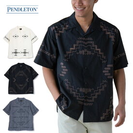 【今だけ3%OFFセール】ペンドルトン PENDLETON 半袖シャツ カットワーク オープンカラーシャツ 5275-0013【メンズ レディース 男女兼用 ユニセックス M L】【刺繍 オーバーサイズ ワイドシルエット 開襟シャツ アロハシャツ ヴィンテージ風 リゾート ネイティブ柄 涼し気 】