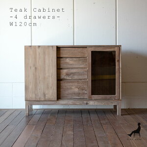 Teak Cabinet W120`[NCނ̃LrlbgKX ot120cm s42cmI[hre[WeCXg