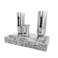 ■全品10％OFF■11日1時59分まで 【お墓用】お線香立てローソク立てセット 高級みかげ石の台座付き 台座…