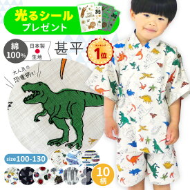 【楽天1位】 甚平 男の子 子ども キッズ おしゃれ かわいい パジャマ 綿100% 子供 夏 半袖 半ズボン 上下セット ルームウェア 部屋着 恐竜 昆虫 車 日本製生地 お祭り 花火 半袖パジャマ 100cm 110cm 120cm 130cm