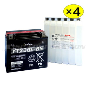 GS YUASA(�W�[�G�X�E���A�T) �����e�i���X�t���[�o�b�e���[ YTX20L-BS 4�Z�b�g �����e�i���X�p�i PWC�p�o�b�e���[