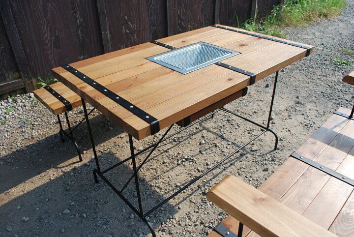 楽天市場】ダイニングテーブル BBQテーブル 単品 コールマングリル付 