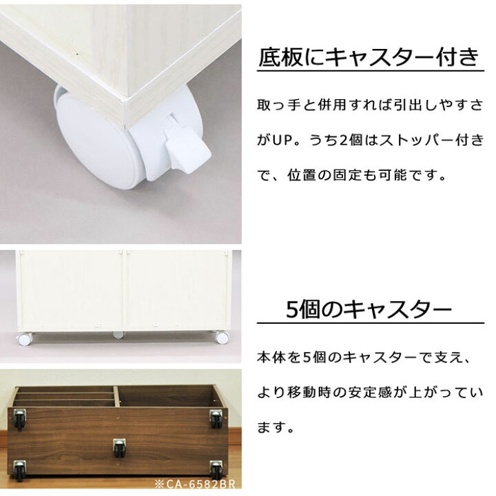 楽天市場】ワゴン キャスター付き 幅75cm 奥行23cm 高さ65cm 収納 