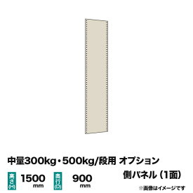 【当社ラック専用】中量300kg・500kg/段用オプション：スチールパネル(側) 1面(片面) 高さ1500×奥行900mm用 重量(7kg)