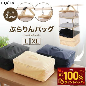 【24日迄★2,543円〜】＼楽天43冠達成／【LIXIA ぶらりんバッグ】吊り下げ トラベルポーチ 圧縮 旅行 収納 大容量 仕分け 衣類収納 トラベルバッグ 出張 インナーバッグ 整理 圧縮バッグ 圧縮袋 3段メッシュ コンパクト 1～3泊 敬老の日 ギフト