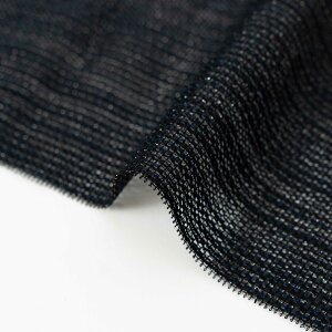 【尾州生地 服地におすすめ】カラミ織りのラメ入りメッシュ無地ネイビーバッグ ワンピース パッチワーク ターバン ポーチ プレミアムファンシー 服地 生地 布 織物 無地 手作り はぎれ 日