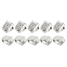 DTGN 10mmx7mm（縦x横）シューレースエンドクリップ 30個入り 異なる靴に適用可能 ステンレススチール製 伸縮性シューレースクリップ シルバー 輝き