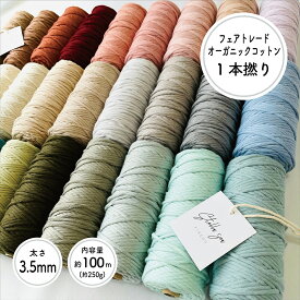 ［3.5mm/カラー/100m/約250g］1本撚りオーガニックコットンコード【Stella Sea Fibers】 マクラメ ハンドメイド 手芸 糸 紐 ひも ロープ オーガニックコットン 100% プラントハンガー