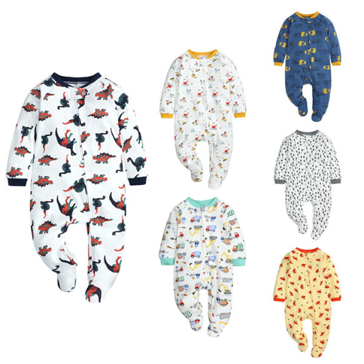 楽天市場 韓国子供服 ベビー服 ユニセックス ボディスーツ 春秋冬 ロンパース ジッパー 長袖 女の子 男の子 新生児 赤ちゃん ロンパース 可愛い ルーム 外出 綿 着心地良い 車柄 恐竜柄 鳥柄 59cm 66cm 73cm 80cm 90cm Stellashop