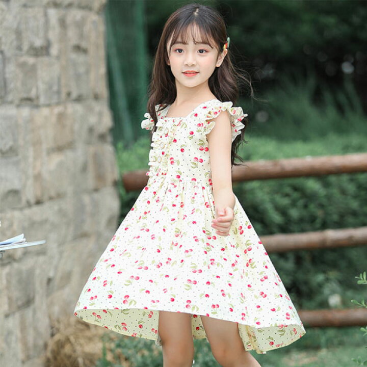 楽天市場 韓国子供服 ワンピース チェリー柄 可愛い キッズ 女の子 夏ワンピ Aラインスカート ガールズ 子供ワンピ 旅行 リゾート 普段着 学生 女児用ワンピ オシャレ 110cm 1cm 130cm 140cm 150cm 160cm 誕生日 結婚式 呼ばれ お祝い ワンピース 通園 通学 Stellashop