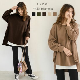 レディース 春服 秋服 トップス ゆったり Tシャツ レジャー 長袖 Tシャツ 前後丈 レディー 女性 成人 トップス Tシャツ 無地 丸首 シンプル コーデ Tシャツ ブラック グリーン ブラウン ページュ 外出 通勤 旅行 買い物 レディ Tシャツ カジュアル ファッション ワンサイズ