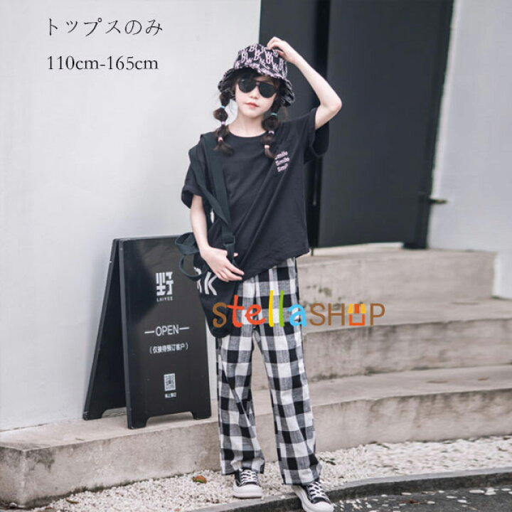 楽天市場】韓国子供服 ブラック Tシャツ 英文柄 女の子 トップス T  