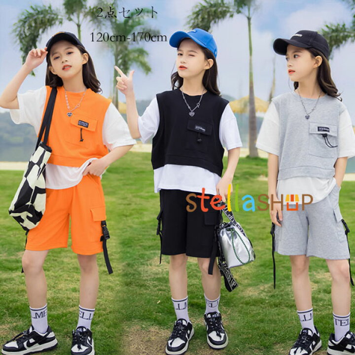 楽天市場 韓国子供服 女の子 セットアップ かっこいい 夏服 運動着 上下セット 通学着 キッズ 半袖tシャツ ショーツ カジュアル アンサンブル トップス 女の子 スポーツウェア 2点セット スポーツ大会 普段着 夏着 ブラック グレー オレンジ ファッション 1 130 140