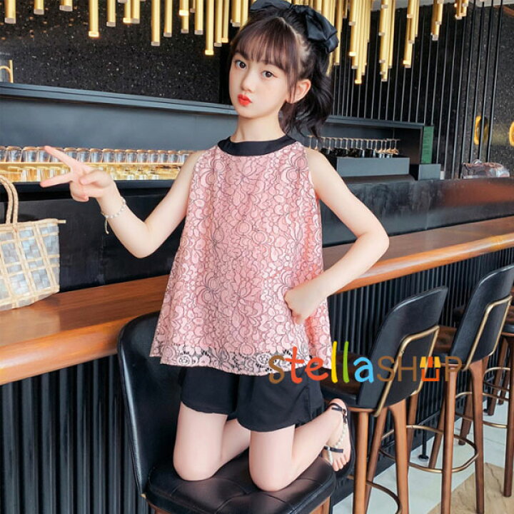 楽天市場 韓国子供服 お姫様 夏服 プリンセス 2点セット 女の子 セットアップ ショートパンツ レーストップ スウィート 上下セット 姉妹 双子 誕生日 結婚式 パーティー イベント キッズ ノースリーブ 夏服 ピンク ホワイト おしゃれ 通園 通学 夏着 110 1 130 140 150