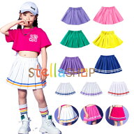 【10%OFFクーポン】ダンス衣装 女の子 スカート パープル ピンク グリーン イエロー ブルー ホワイト バ…