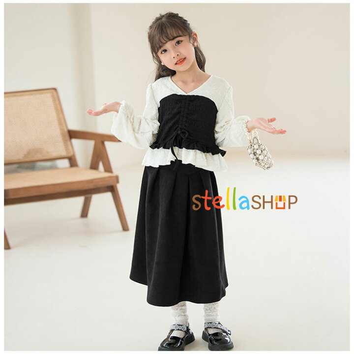 楽天市場】韓国子供服 秋冬 新作 女の子 セットアップ 単品 黒と白の  