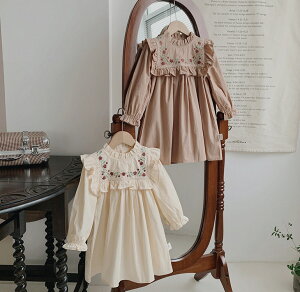 ワンピース キッズ 子供服 女の子 長袖ワンピース ベビー服 春秋 刺繍花柄ワンピース 子ども服 赤ちゃん 女児 子供ドレス 結婚式 おしゃれ 可愛い 七五三 入学 入園 幼稚園 小学生 誕生日 プ