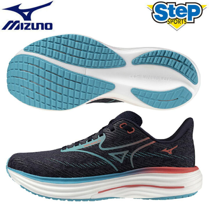 Mizuno ミズノ ランニングシューズ ウエーブライダー29 メンズ 2E ダークネイビー/ブルー/ピンク J1GC2503