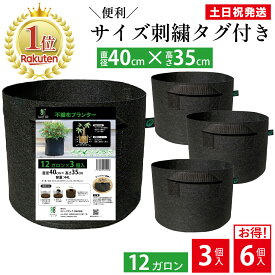 【枚数限定20%OFFクーポン&P2倍★スーパーSALE】 【6個で663円/枚】不織布プランター 12ガロン 40x35 13号 不織布 プランター 植木鉢 フェルトプランター 軽い 軽量 家庭菜園 ベランダ菜園 不織布ポット 野菜 花 ガーデニング 大型 黒 布鉢 大型プランター Leaf88