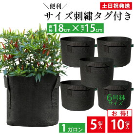 【枚数限定20%OFFクーポン&P2倍★スーパーSALE】 不織布プランター 1ガロン 植木鉢 6号 野菜 花 ガーデニング 不織布ポット 布鉢 18x15 Leaf88