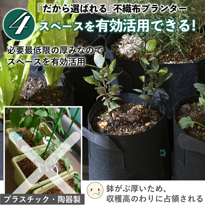 楽天市場 4 15 金 ポイントアップ マラソンクーポン有 不織布プランター 不織布ポット 3ガロン 5個 不織布 プランター 9号 25x22 植木鉢 大型 フェルトプランター 軽い 軽量 深鉢 フェルト 鉢 黒 家庭菜園 布鉢 大型プランター 日用雑貨 Step One