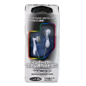 EXCEL SOUND�@�C���i�[�C���[�X�e���I�w�b�h�z�� �z���C�g �茳 �{�����[���R���g���[���t�� �R�[�h�� 1.2m EH-V52PW