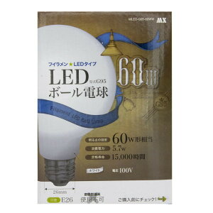 LED tBg {[ 60W` dF E26 700lm ܂ŔMd̂悤ȌMLED-G95-60WW