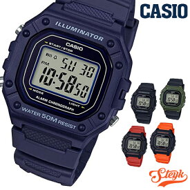CASIO W-218H カシオ 腕時計 デジタル スタンダード メンズ ブラック ネイビー レッド オレンジ カーキ カジュアル