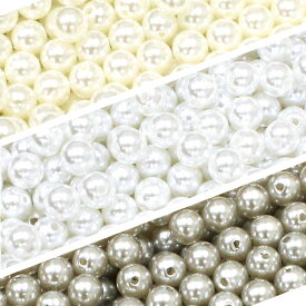 【新商品】パール調ビーズ 10mm 100g(約200個)入り 両穴 プラ製 ラウンド ビーズ