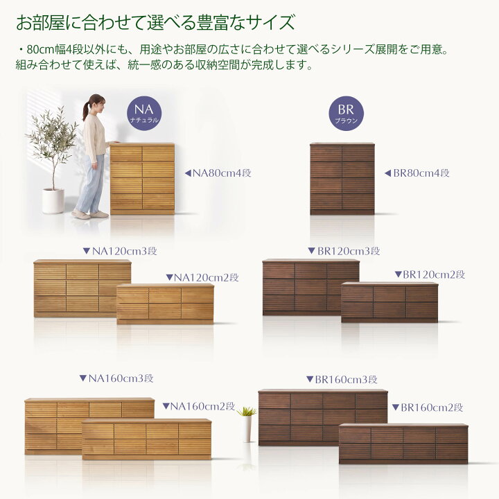 楽天市場】チェスト 収納 リビングチェスト ミドルチェスト 幅80cm 4段 