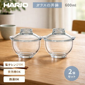 【2点セット】 HARIO ガラスの丼鉢 600ml 耐熱ガラス どんぶり 器 おしゃれ ガラス 蓋付き 人気 ハリオ 丼鉢 日本製 電子レンジ対応 食洗機対応 丼物 丼 どんぶり 鉢 器 うつわ ボール ボウル 蓋付き フタ付き おしゃれ シンプル 麺類 どんぶり鉢 ガラスボウル セット