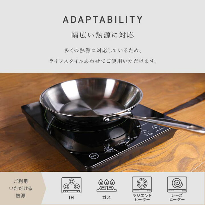 楽天市場 送料無料 ステンレス フライパン 26cm Ih対応 Ih対応 Tri Ply ガス火 3層構造 おしゃれ キッチン キャンプ 収納 取っ手 Ih 軽い お洒落 高級 直火 炒める 調理 料理 長持ち 丈夫 便利 イタリアン ｓｔｇ デザインラボ 楽天市場店