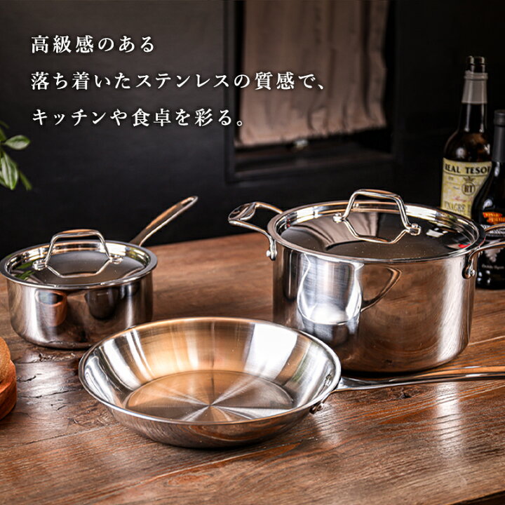 楽天市場 P5 日限定 片手鍋 Ih ガス 鍋 Ih対応 18cm Tri Ply ガス火 3層構造 麺 茹でる 鍋 キャンプ ステンレス 省エネ 深型 おしゃれ キッチン シンプル コンパクト 収納 料理 カレー ギフト プレゼント 送料無料 ｓｔｇ デザインラボ 楽天市場店