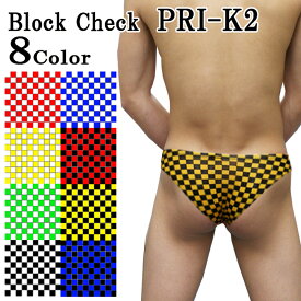 「BlockCheck PRI-K2」 メンズプリケツ 高角度Vバックビキニ 8色 S M L LL 市松柄 返品不可 SURYA スーリヤ ステニック