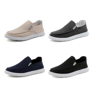 【レビュー特典 20%OFF】スリッポン メンズ スニーカー ローファー デッキシューズ シンプル キャンバス カジュアル ?量 着やすい スリップオン 4color 24.5cm-27.0cm
