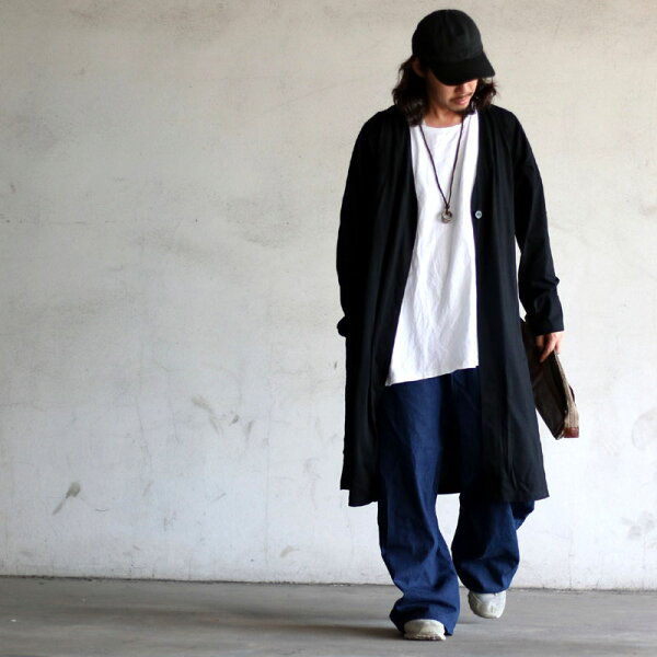 楽天市場 超ロング ロング丈 カーディガン ロングカーディガン オーバーサイズ スーパーロング メンズ レディース フリーサイズ ロングカーディガン ユニセックス コットン モノトーンコーデ サルエルパンツはスティックアウト