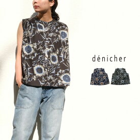 【LINE登録で500円オフクーポン】 denicher デニシェ コットンブロード surfingプリント ノースリブラウス D242199 【2024SS 春夏】 ギフト 母の日 プレゼント ランキング