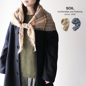 �yLINE�o�^��500�~�I�t�N�[�|���z SOIL �\�C�� WOOL CHECK SQUARE STOLE NSL25512 �E�[�� �`�F�b�N �X�N�G�A �X�g�[�� �M�t�g �v���[���g �����L���O