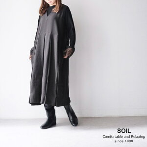 �yLINE�o�^��500�~�I�t�N�[�|���z SOIL �\�C�� COTTON / WOOL TWILL WEAVE PLAIN V-NECK PLEATS NO/SL DRESS INSL24723 �R�b�g�� �E�[�� �c�C�� �E�F�[�u �v���[�� V�l�b�N �v���[�c �h���X �����s�[�X �݌Ɍ��� �M�t
