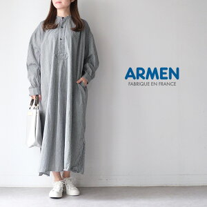 �yLINE�o�^��500�~�I�t�N�[�|���z ARMEN �A�[���� SEER SUCKER GINGHAM CHECK WASH WORK GATHERED BANDED COLLAR DRESS INAM2633C �M���K�� �����s�[�X �y2026SS �t�āz �M�t�g �v���[���g �����L���O