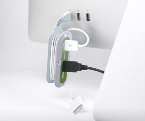 【Quirky/クァーキー】Contort(コントート)/ケーブル巻き取り機構付きUSBハブ/コード収納/4ポート/PC用品