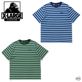 【SALE 25%OFF 定価6,050円】XLARGE STRIPED S/S TEE 101231011017 ストライプ ショートスリーブティー ブランド ロゴ 半袖 メンズ 刺しゅう エクストララージ X-LARGE正規取扱店