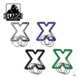 XLARGE X-SHAPED CARABINER 101241054013 エックスシェイプカラビナ キーホルダー キーリング ダブルリング 小物 便利 鍵 ギフト プレゼント おそろい ストリート トレンド デザイン性 黒 ブラック シルバー 紫 パープル 緑 グリーン エクストララージ X-LARGE正規取扱店