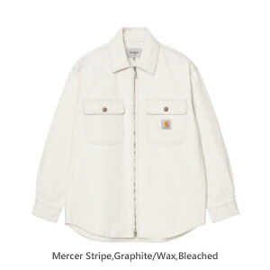 carhartt WIP Mercer Shirt Jacket Mercer Stripe, Graphite / Wax, Bleached I036495-26S1 �}�[�T�[�V���c�W���P�b�g �����Y �X�g���[�g �����Y �A�E�^�[ �V���c�W���P�b�g �J�o�[�I�[�� �J�[�n�[�g �_�u�����[�A�C�s